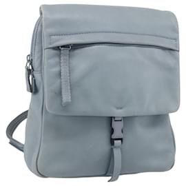PRADA Backpack Leather Light Blue Silver Auth BA12406A Silvery Light blue