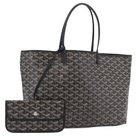 GOYARD Saint Louis PM Tote Bag PVC Canvas Black Silver Auth ep14359SAV Black Silvery