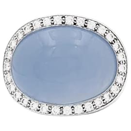 Anello Van Cleef & Arpels in oro bianco, calcedonia e diamanti. Altro