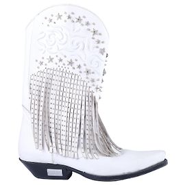 Botas cowboy de cuero blanco con flecos Philipp Plein Blanco Otro