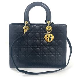 Christian Dior Dior Lady Cannage Large Handbag Black