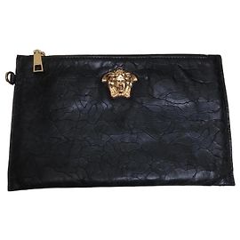 Versace Medusa Leder-Clutch Schwarz