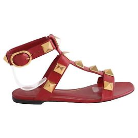 Valentino Red Leather Sandals Red