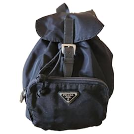 Prada Black Nylon Drawstring Backpack Black