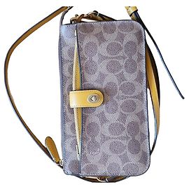 Borsa a tracolla Coach Signature Monogram Marrone e Giallo Marrone Giallo