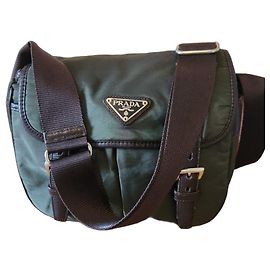 Prada Bolsa de Ombro em Nylon Verde Marrom Verde