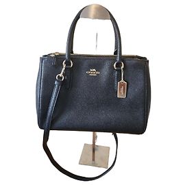 Bolsa de mão Coach em couro preto granulado Preto