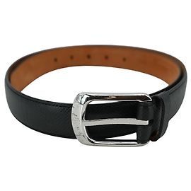 Louis Vuitton Vintage Black Taiga Leather Ellipse Belt Size 90/36 Black