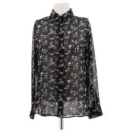 Saint Laurent Camicia in seta stampata Nero