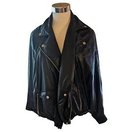 Eva Kayan Oversize Bomberjacke in Schwarz Leder-Optik Schwarz