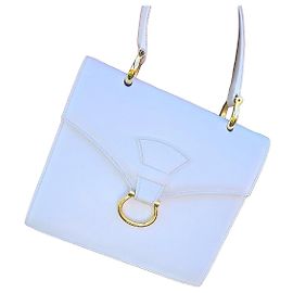 Céline Celine Sac à main Classique en cuir blanc Blanc