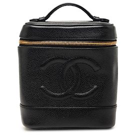 Sac de toilette Chanel Black CC Caviar Noir