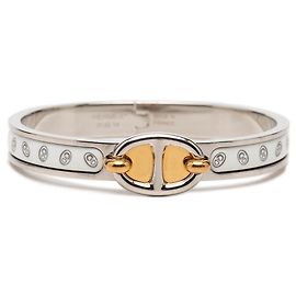 Pulseira Mini Clic Chaine d Ancre em esmalte branco Hermès TGM Outro