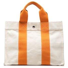 Hermès White Toile Bora Bora PM White
