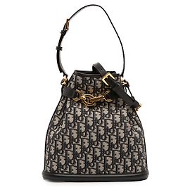 Bolsa bucket CEst Dior em canvas Oblique azul da Dior, tamanho Medium Azul Azul marinho
