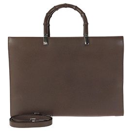 Bolsa Tote 2way de couro com bambu Gucci Marrom