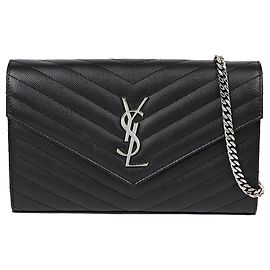 Saint Laurent Bolsa transversal carteira com corrente Monogram Preto