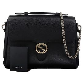 Gucci Interlocking Top Handle Tote Schultertasche Schwarz