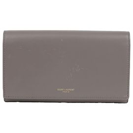 Saint Laurent Carteira Long com Aba Cinza