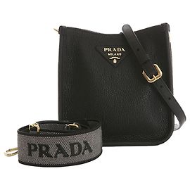 Prada Mini borsa a tracolla in pelle Vitello morbida Nero