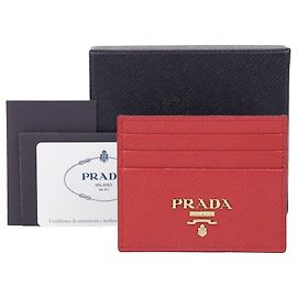 Prada Triangular Logo Card Holder Red
