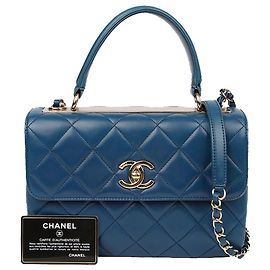 Chanel Trendiger Cc Small Top Handle Tote Schulterbeutel Blau