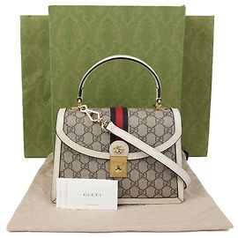 Gucci Borsa Tote con Manico Superiore e Spalla Ophidia Small Bianco