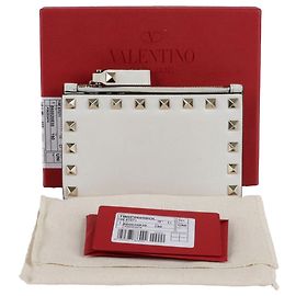 Carteira Valentino Garavani Rockstud Branca de Couro de Bezerro Branco