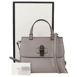 Gucci Bolsa de ombro tote de bambu Cinza