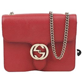 Gucci Bolsa transversal com corrente entrelaçada Vermelho