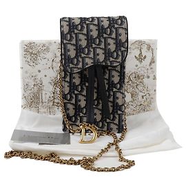Dior Pochette verticale Saddle Crossbody Bleu