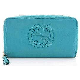 Gucci Leather Soho Zip Around Wallet Blue