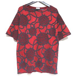 Autre Marque Dries Van Noten Strickpullover mit Kurzarm und Rosenmuster Rot