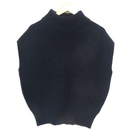 Autre Marque Ärmelloser gerippter Strickpullover 9G Drawer Blau Marineblau