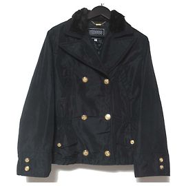 Giacca doppiopetto Versus Gianni Versace con collo boa e fodera trapuntata Nero