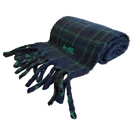 Cachecol de lã xadrez Coach Classic Verde Azul marinho