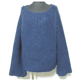 Autre Marque Liesse Mohair Blend Short Knit Pullover Blue Navy blue