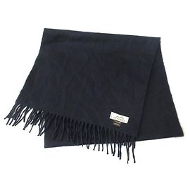 Hermès 100% Kaschmir-Schal mit gesticktem Hermes-Logo Blau Marineblau