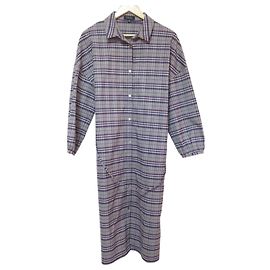 Autre Marque Barneys New York Karo-Hemdkleid lang Braun Lila
