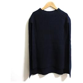 Autre Marque NOBLE 5G Ribbed Cape Knit Pullover Wool Pullover Blue Navy blue