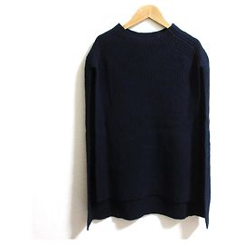 Autre Marque NOBLE 5G gerippter Wollpullover mit Cape Blau Marineblau