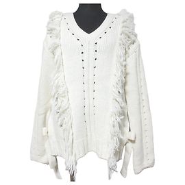 Autre Marque V-Ausschnitt Strickpullover mit Fransen von kei shirahata styling Weiß Aus weiß