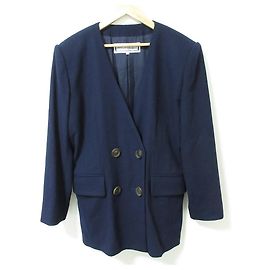 Yves Saint Laurent Wool Double Jacket Blue Navy blue