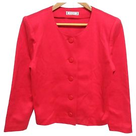 Yves Saint Laurent Collarless Jacket Red