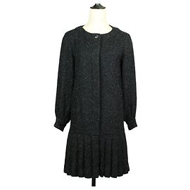 Vestido de malha felpuda Chanel Preto