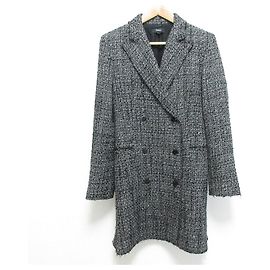 Theory DB BLAZWER DR NOELLE TWEED Wool Blend Double Breasted Jacket Black Other
