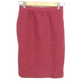 Chanel Classic Wool Tweed Skirt Pink Red