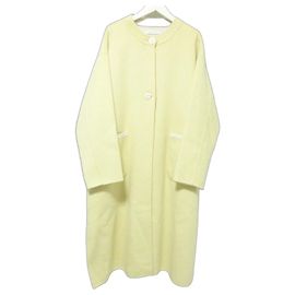 Autre Marque Jena espace merveilleux Wool Collarless Coat Yellow