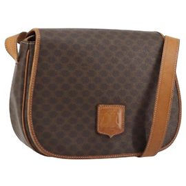 Céline Celine Vintage Macadam Canvas and Leather Marron