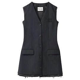 Miu Miu Virgin Wool Tailored Mini Dress Eggshell